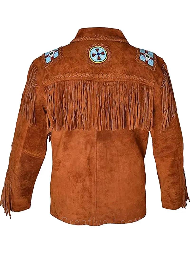 Cowboy Western Leather Jacket With Fringe image 9