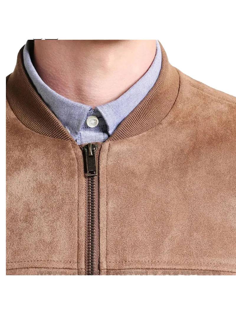 Mens Suede Bomber Leather Jacket image 3