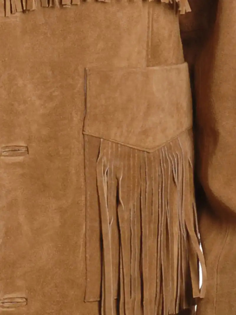 Mens Western Suede Fringe Leather Jacket image 2