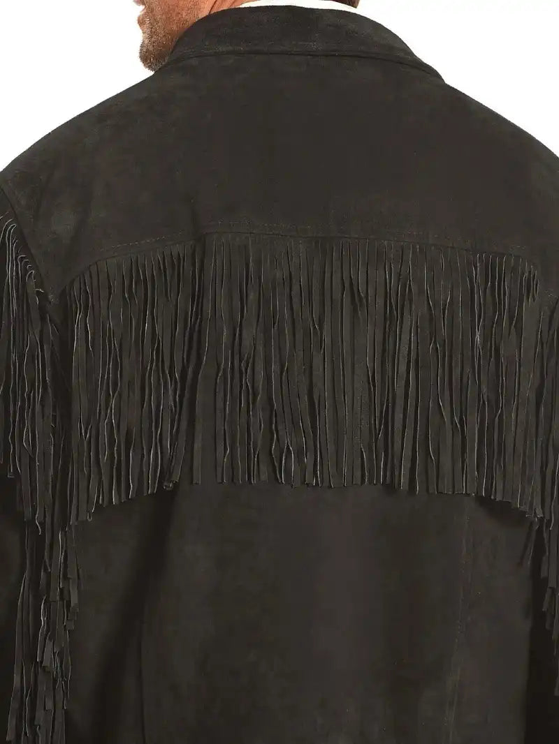Mens Black Suede Fringe Western Jacket image 4