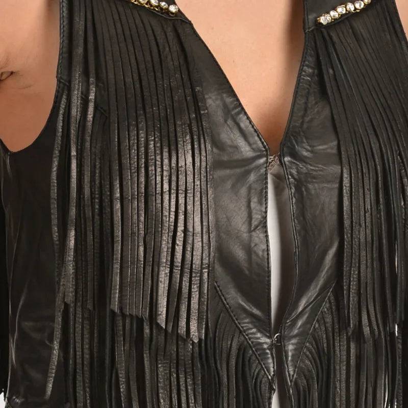 Kobler Leather Women's Yucaipa Fringe & Rhinestone Leather Vest image 5