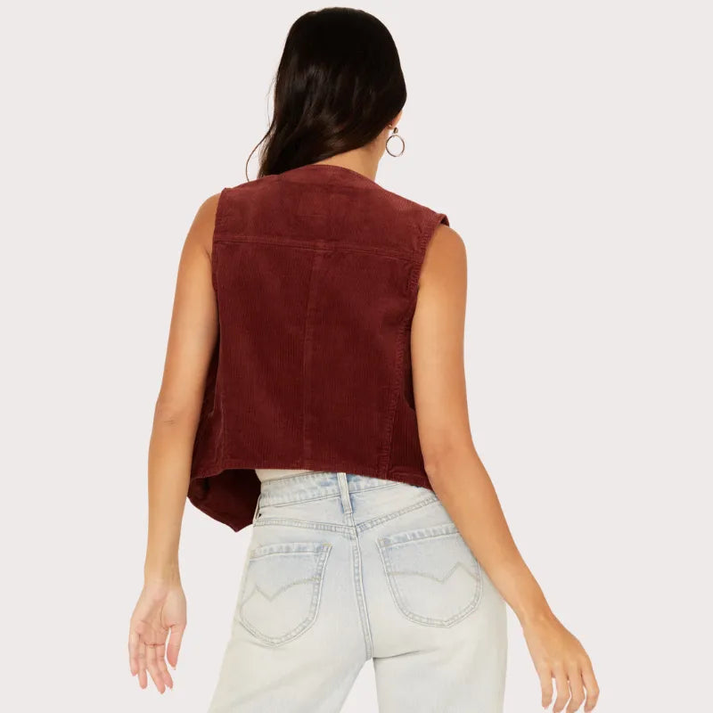 Wrangler Women's Corduroy Slim Fit Button-Down Vest image 3