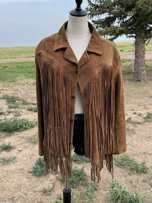Vintage 70s Honey Brown Suede Fringe Jacket image 0