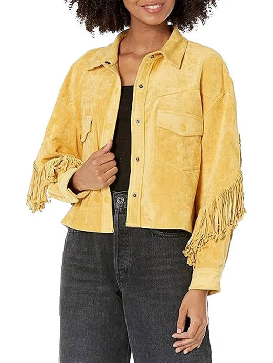 Women Luxury Clothing Suede Leather Fringe Jacket image 0