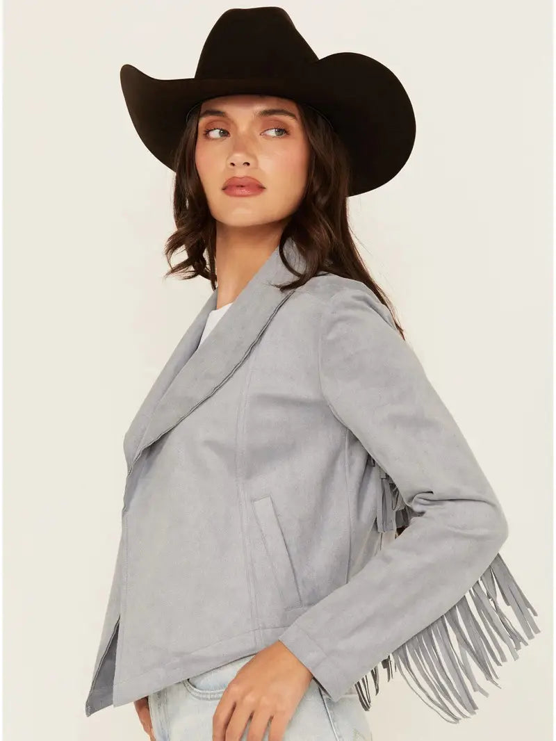 Women's Suede Leather Fringe Jacket image 3