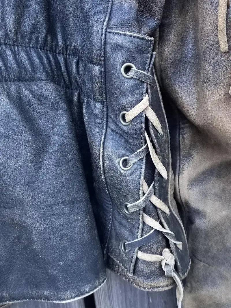 90s Vintage Fringe Leather Jacket for Men image 2