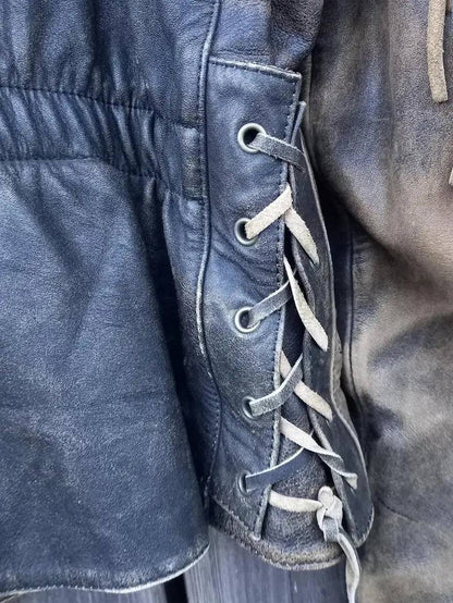 90s Vintage Fringe Leather Jacket for Men image 2