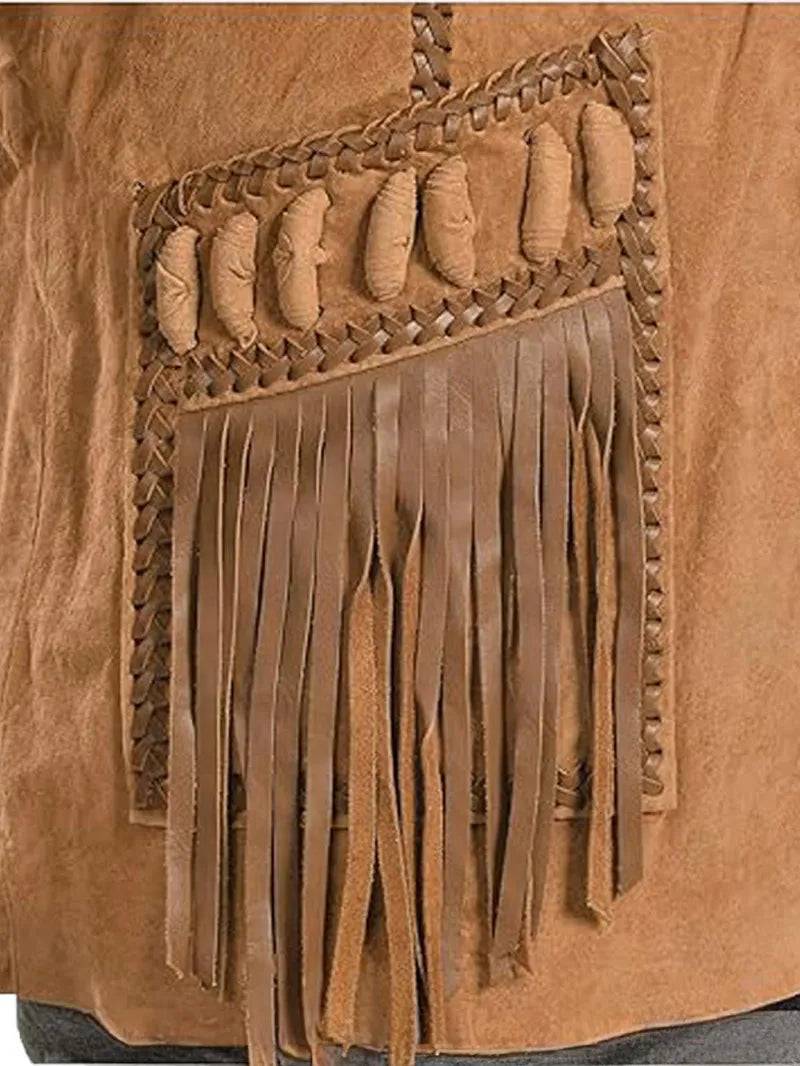 Men's Western Fringe Style Suede Leather Jacket image 4