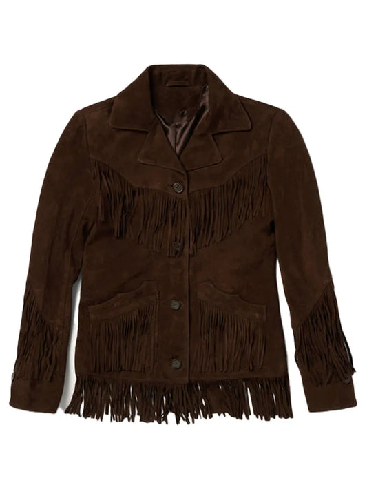 Brown Lamb Suede Fringed Jacket image 0