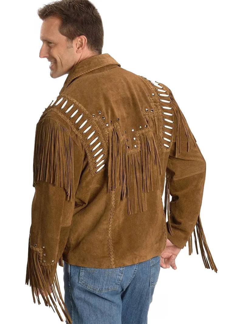 Western Style Cow Suede Fringe Leather Jacket image 1