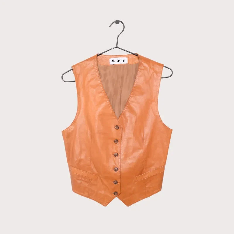 Caramel Leather Vest image 0