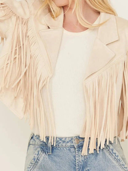 Saints & Hearts Women's Suede Cropped Fringe Jacket image 1