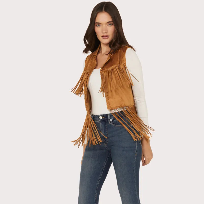 Wrangler X Lainey Wilson Women's Festival Fringe Faux Suede Vest image 0