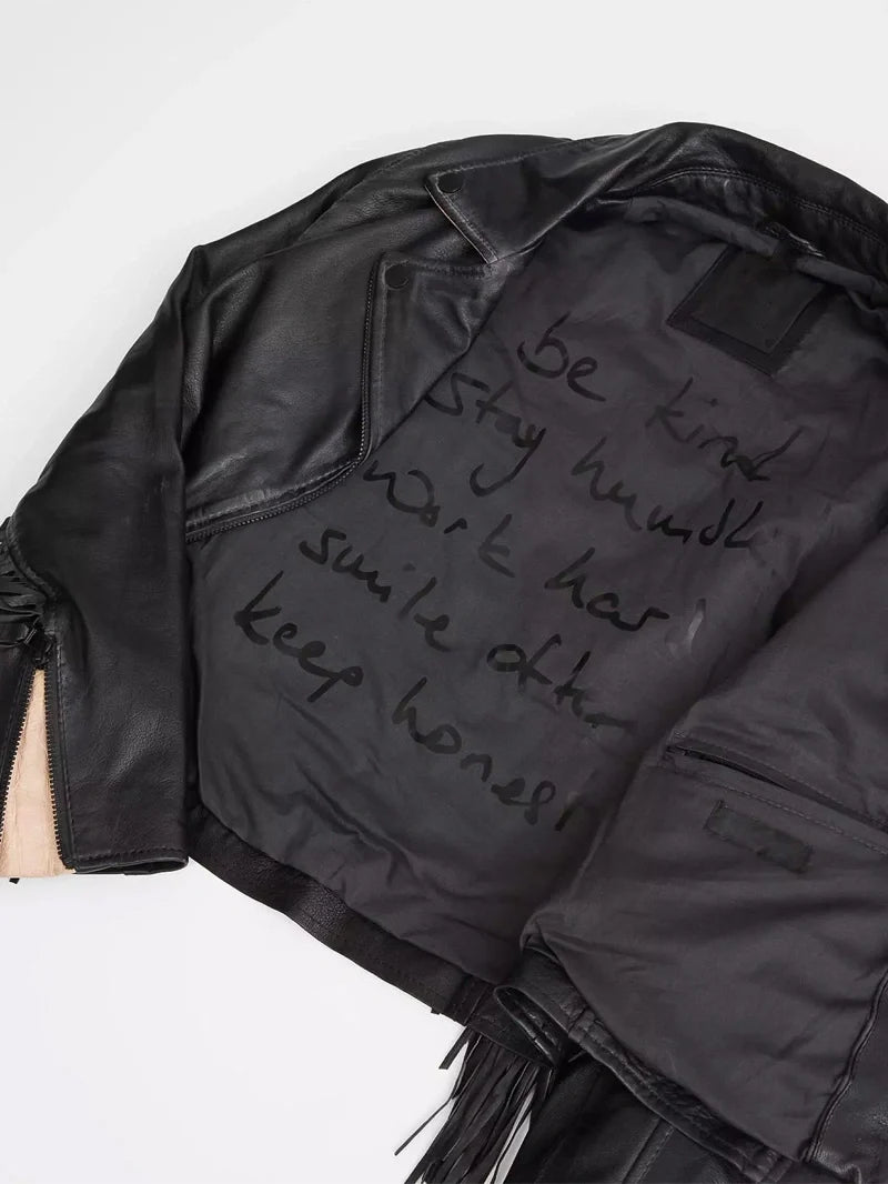 Crissy Star Leather Fringe Jacket - Black image 1