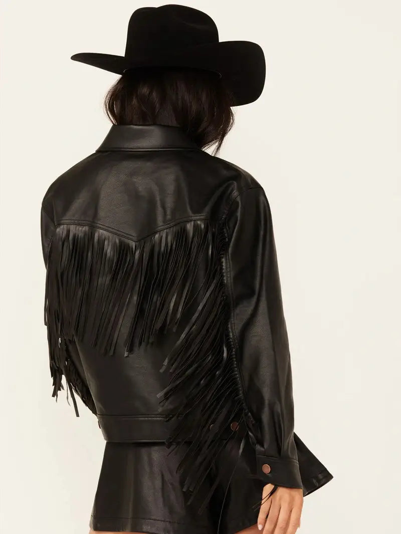 Women's Wild Oversized Leather Fringe Jacket image 1