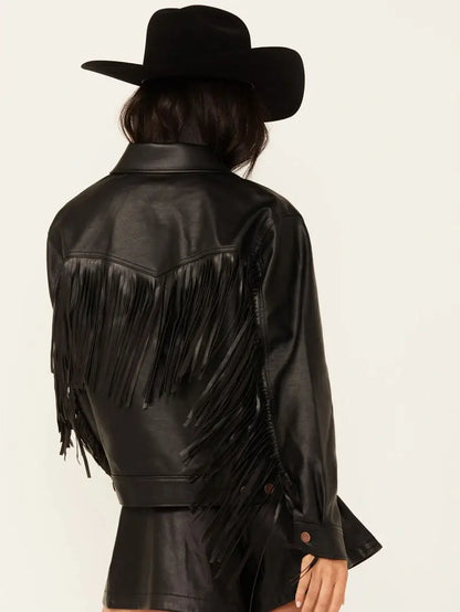 Women's Wild Oversized Leather Fringe Jacket image 1