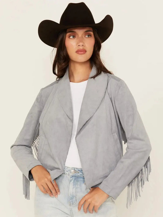 Women's Suede Leather Fringe Jacket image 0