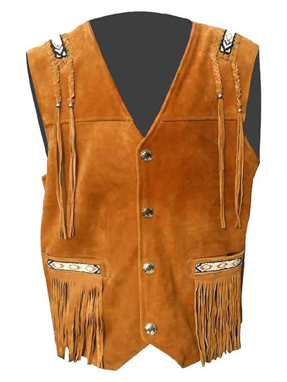 Men's Cowboy Suede Fringed Vest image 0