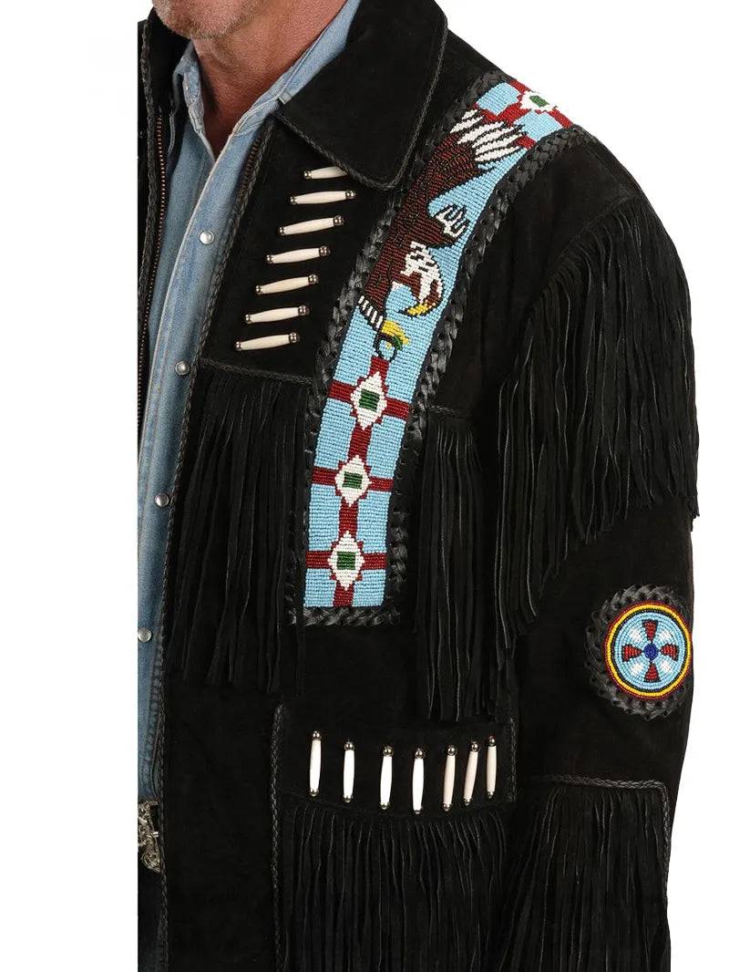 Fringed Suede Leather Jacket- Big Tall image 2