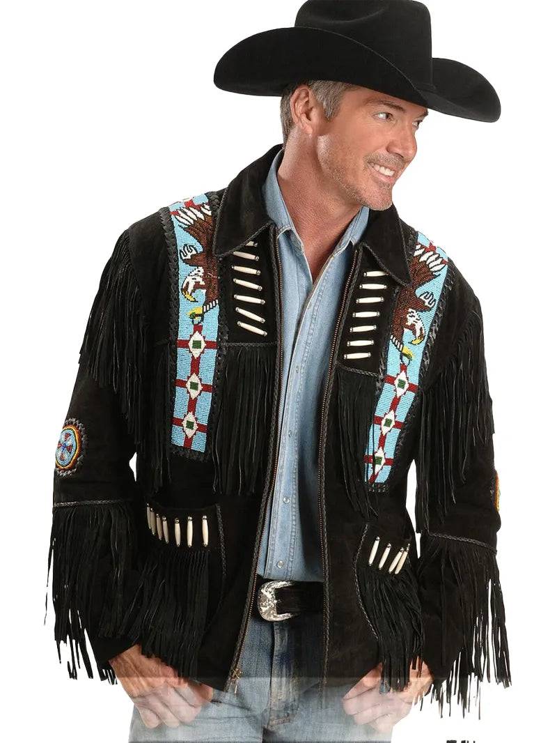 Fringed Suede Leather Jacket- Big Tall image 0