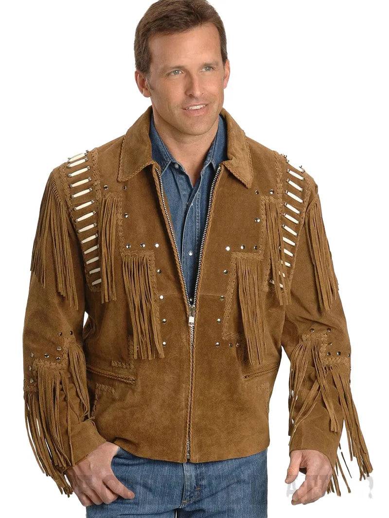 Western Style Cow Suede Fringe Leather Jacket image 0
