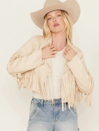 Saints & Hearts Women's Suede Cropped Fringe Jacket image 0