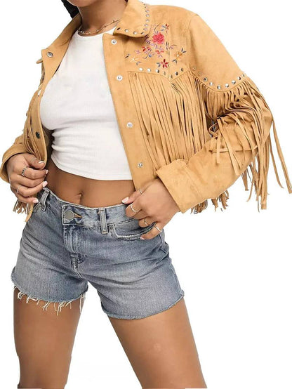 Western Suedette fringe embroidered jacket image 0