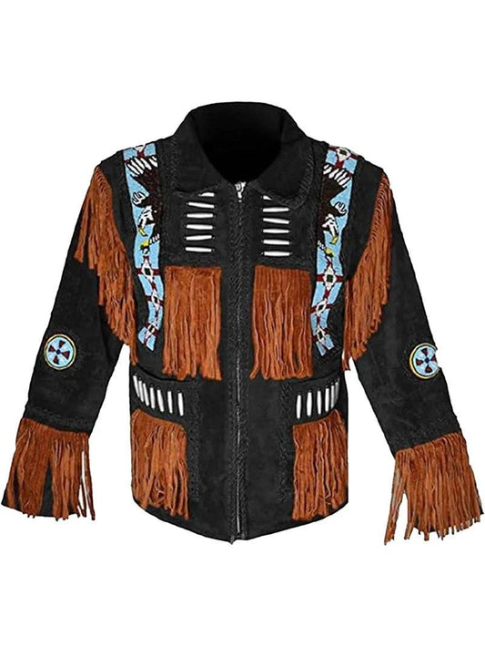 Men Western Fringe Leather Jacket image 0