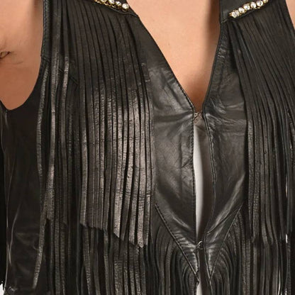 Kobler Leather Women's Yucaipa Fringe & Rhinestone Leather Vest image 5