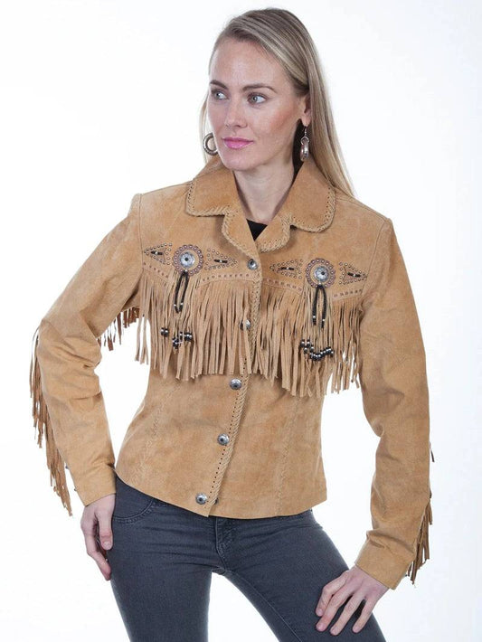 Women Fringe Beaded Suede Jacket image 0