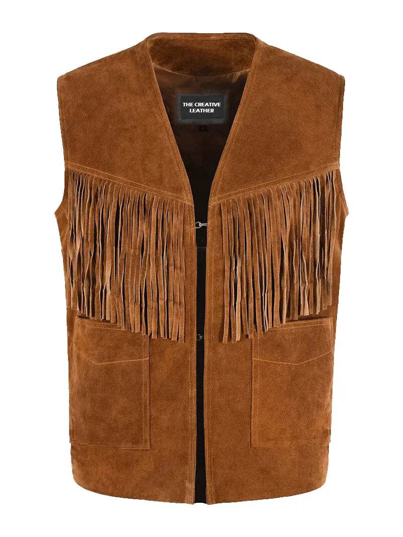 1879 Vintage Suede Fringe Leather Vest image 0