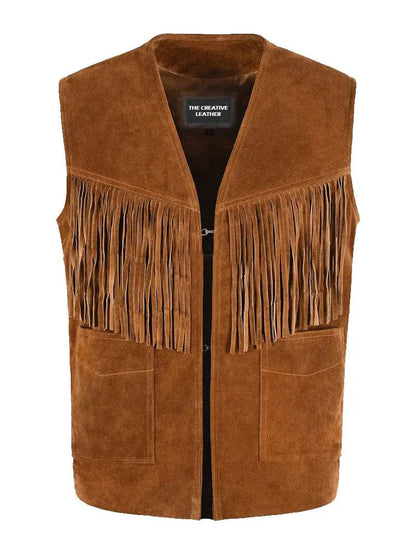 1879 Vintage Suede Fringe Leather Vest image 0