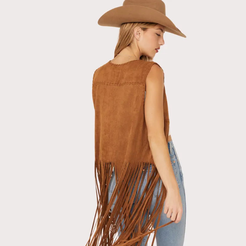Fornia Women's Suede Fringe Vest image 3