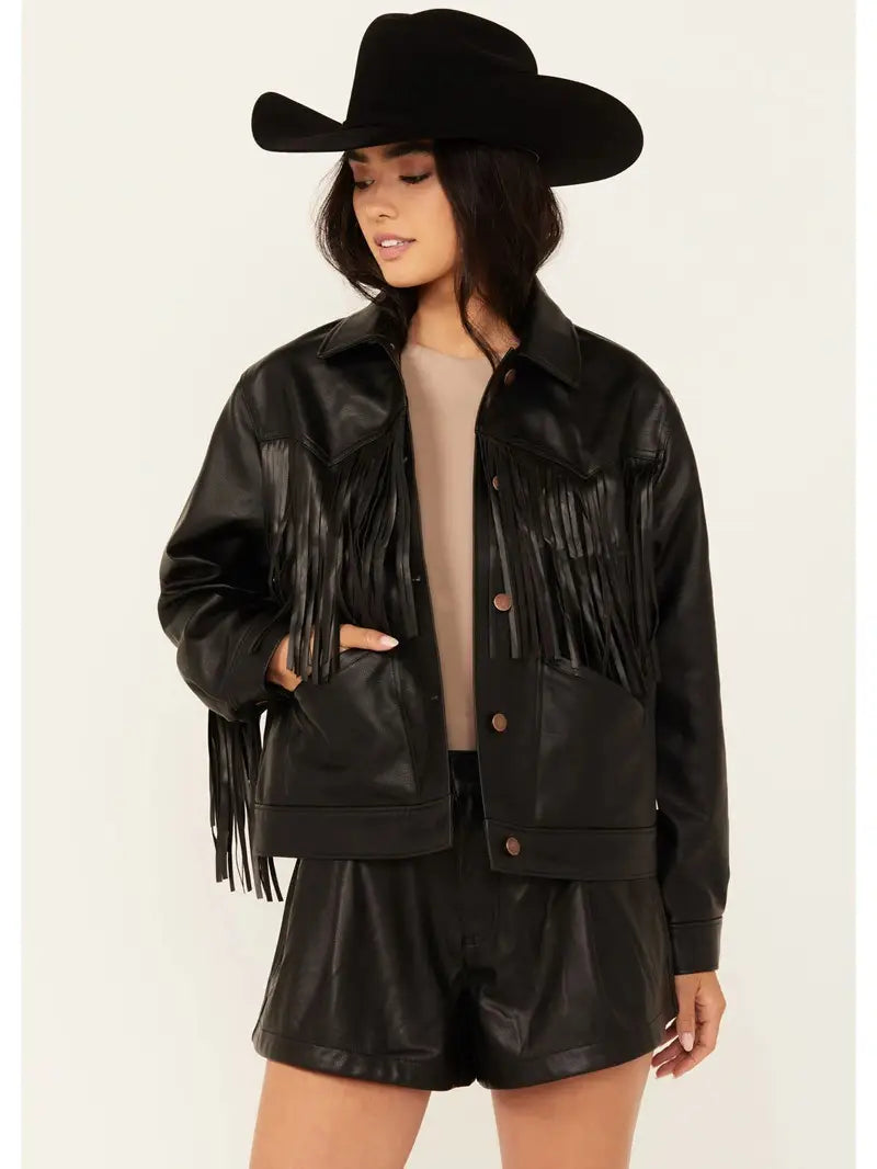Women's Wild Oversized Leather Fringe Jacket image 0
