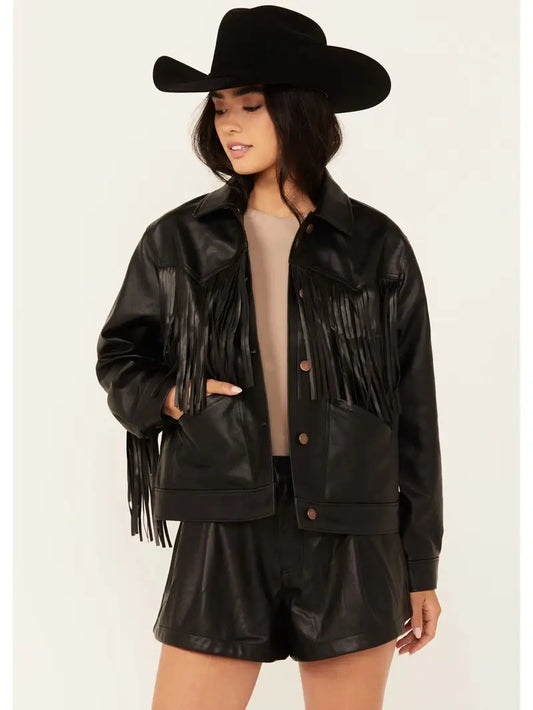 Women's Wild Oversized Leather Fringe Jacket image 0