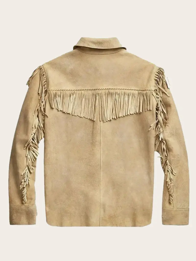 Men’s Western Leather Jacket With Beads Fringes image 2