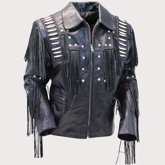 Bones And Braids Fringed Leather Jacket image 0