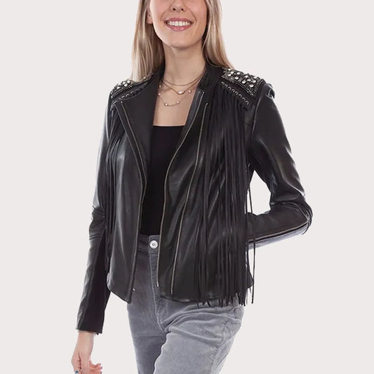 Scully Women's Fringe Studded Leather Jacket image 0