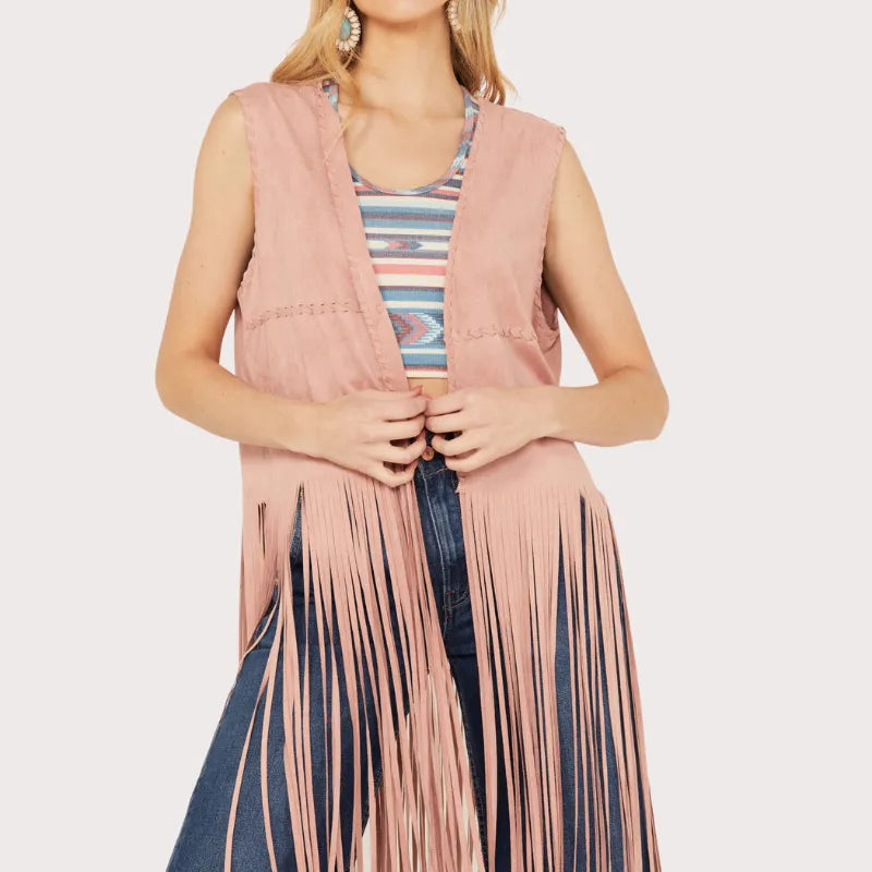Fornia Women's Fringe Faux Suede Vest image 2