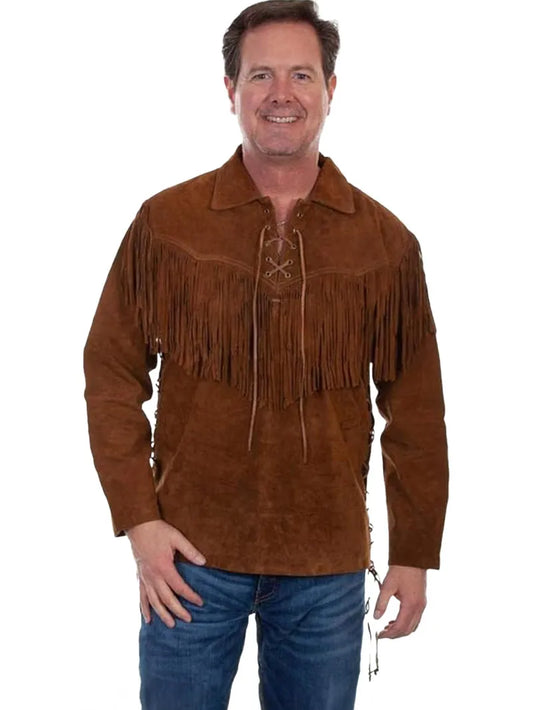 Mens Fringed Suede Leather Jacket image 0