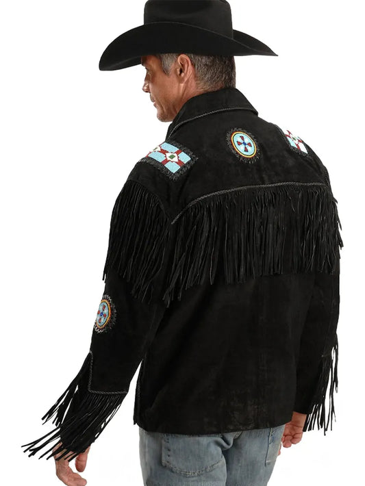 Fringed Suede Leather Jacket- Big Tall image 1