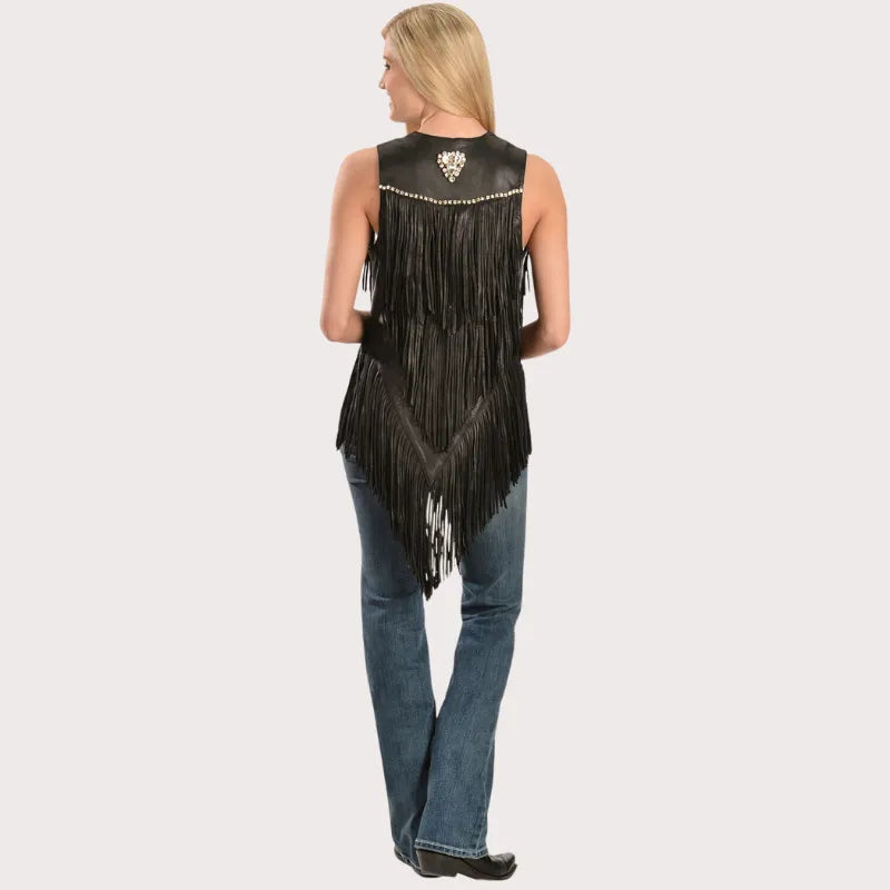Kobler Leather Women's Yucaipa Fringe & Rhinestone Leather Vest image 2