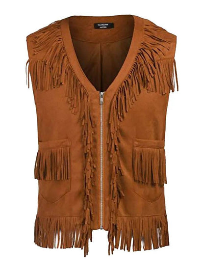 Brown Suede Fringe Cowboy Vest image 0