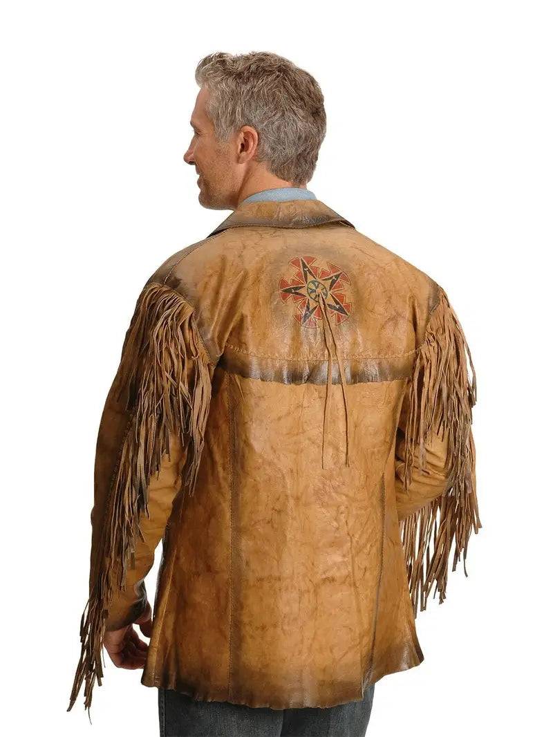Men Western Suede Fringe Leather Jacket image 2