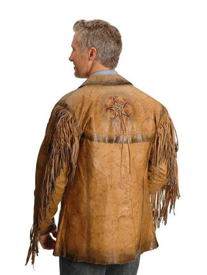 Men Western Suede Fringe Leather Jacket image 2