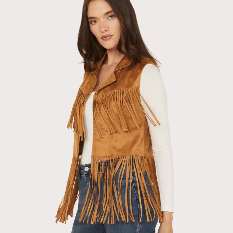 Wrangler X Lainey Wilson Women's Festival Fringe Faux Suede Vest image 1