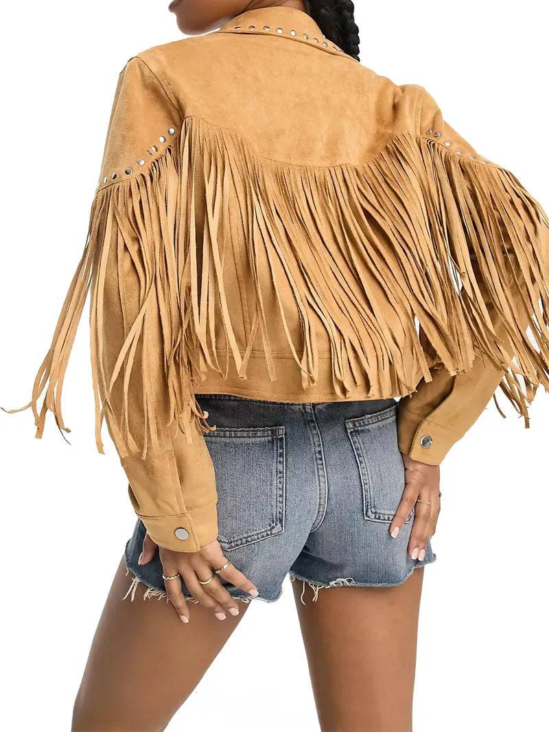 Western Suedette fringe embroidered jacket image 1