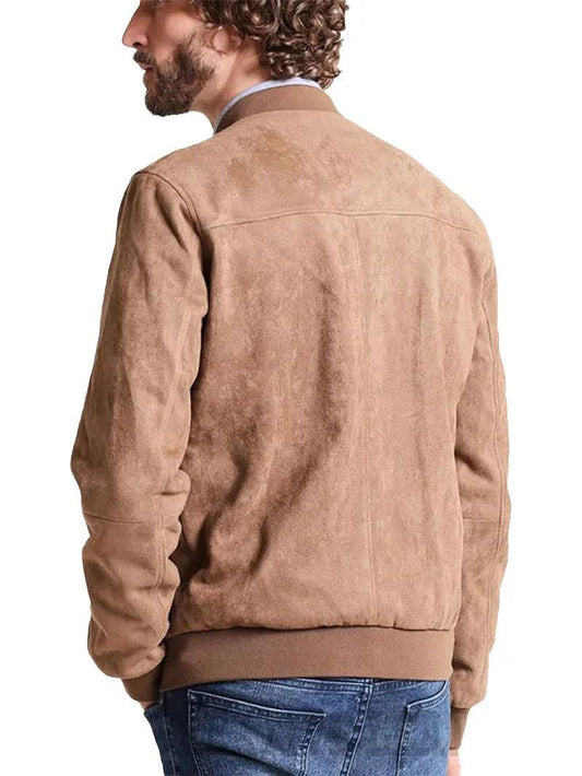 Mens Suede Bomber Leather Jacket image 1