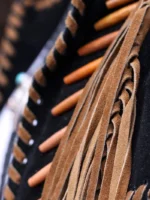 Beaded Black Fringe Leather Jacket