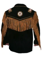 Beaded Black Fringe Leather Jacket